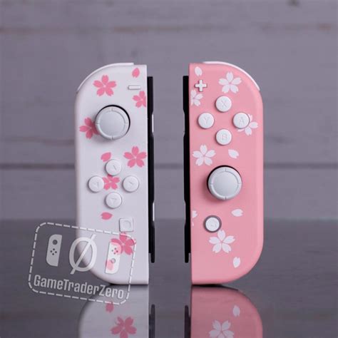 Custom Joy Con Controllers Nintendo Switch Pink And White Sakura Flowe