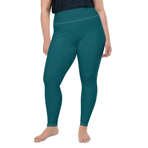 Dark Teal Blue Solid Color Print Womens Premium Plus Size Leggings