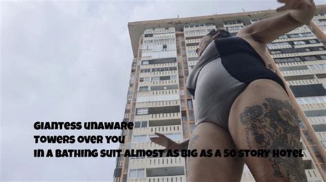 Giantess Lola Unaware Towers Over You In A Bathing Suit Almost As Big