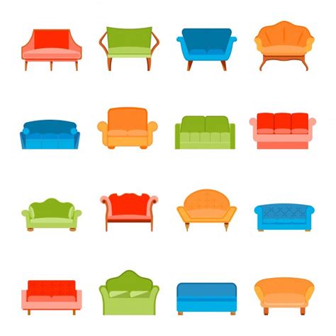 More images for muebles para planos vector » Sofás sofá muebles modernos iconos conjunto plano ...