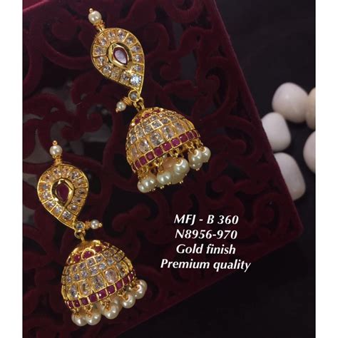 Premium Quality Gold Finish With White And Ruby Combination Hanging