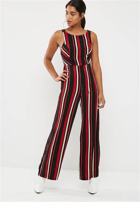 Vertical Stripe Strappy Jumpsuit Navy New Look Jumpsuits And Playsuits