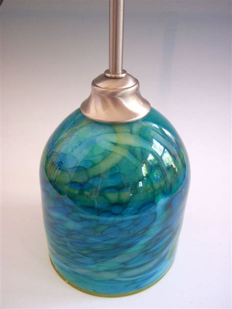 Oceanic Pendant Lights In Blues And Greens Hand Blown Glass Etsy Blown Glass Pendant Glass