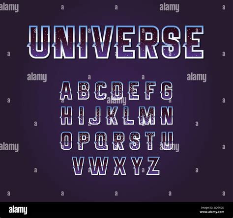 Universe 80s Retro Sci Fi Font Alphabet Vector Set Stock Vector Image