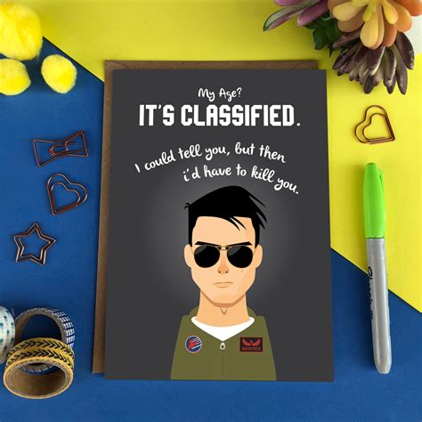 Funny Top Gun Birthday Card May Age Its Classified I Etsy