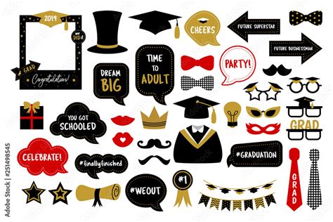 Photo Booth Props For Graduation Party Photobooth Stock Vector Adobe