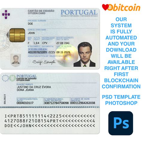Portugal ID Card Template Templates Deal