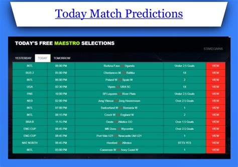 You can access other types of bets by clicking in the. Today Match Predictions