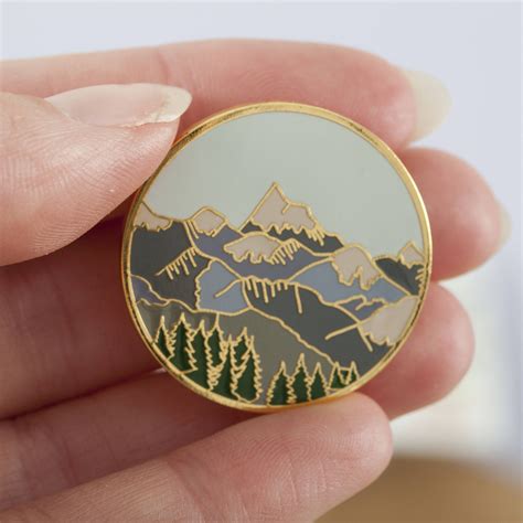 Mountains Enamel Pin Pin Badge Hard Enamel Pin Gold Etsy In 2020