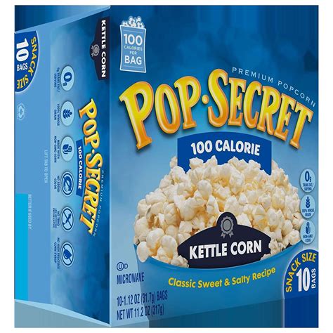 Pop Secret Snack Size 100 Calorie Kettle Corn Microwavable Popcorn 10