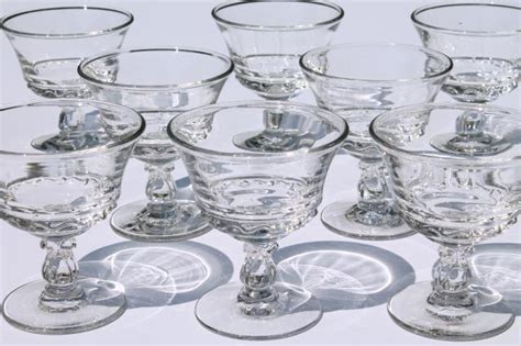 Vintage Fostoria Century Pattern Glass Crystal Clear Champagne Glasses Set Of 8