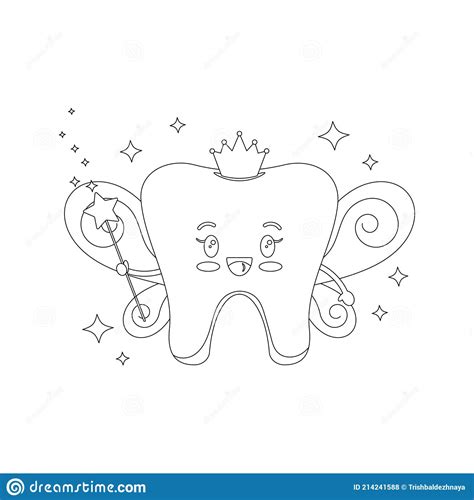 Ilustração Do Vetor De Página De Coloração Do Dentista Da Fada dentária