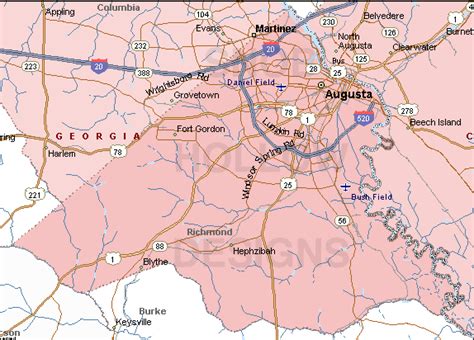 Augusta Richmond County Georgia Color Map