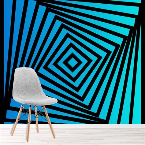 Blue Optical Illusion 3d Wallpaper Wall Mural
