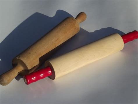 Vintage Wooden Rolling Pins Lot Rolling Pin W Old Red Paint Wood Handles