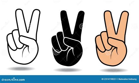 Hand Gesture V Sign For Victory Or Peace Line Icon Simple Outline