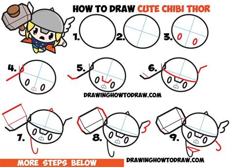 How To Draw Cute Chibi Kawaii Thor From Marvel Comics In Easy Steps