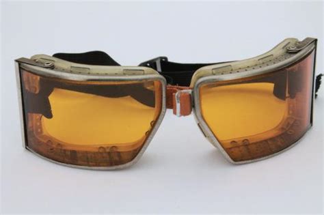 Vintage Cesco Amber Goggles In Original Box Steampunk Workshop Motorcycle Aviator Safety