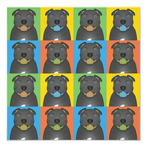 Staffordshire Bull Terrier Dog Cartoon Pop Art Photo Zazzle