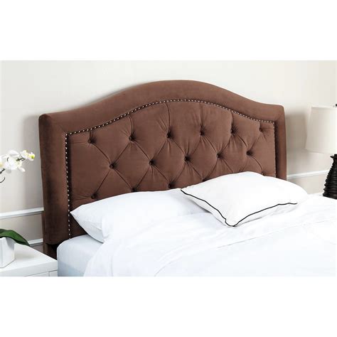 Shop Abbyson Hillsdale Tufted Nailhead Trim Brown Velvet Headboard