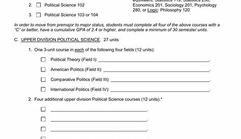 Major Requirements Worksheet - Department of Political Science