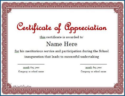 The Charming 009 Printable Certificate Of Appreciat Certificate Of