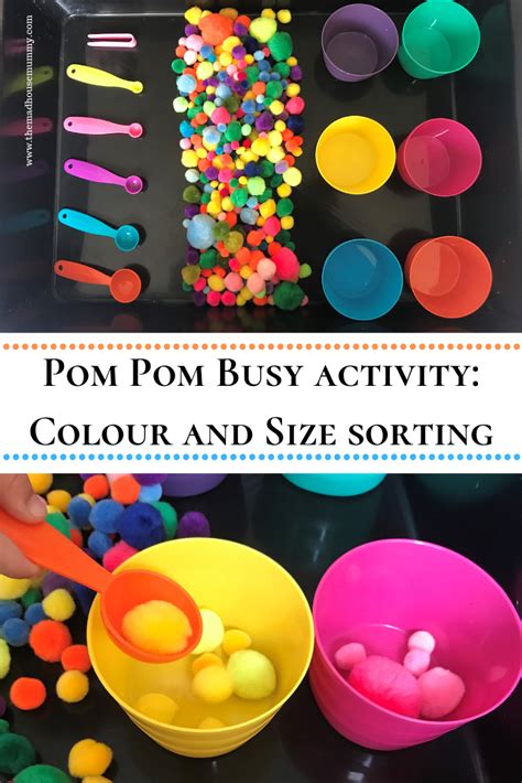 Pom Pom Busy Activity Colour And Size Sorting Activity Busy