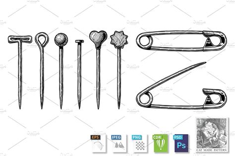 Illustration Of Sewing Pin Custom Designed Illustrations ~ Creative