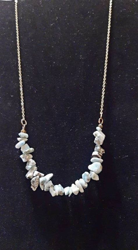 Beachy Larimar Chip Necklace Blue Chip Stone Necklace Etsy Necklace