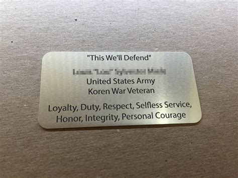 Laser Cutz Korean War Veteran Memorial Plate Engraving In Metal Nyc