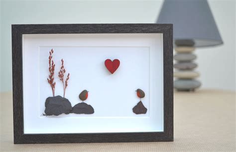 my #etsy shop: Valentine's day, Pebble art bird, Pebble art picture, Unique gift, Anniversary ...