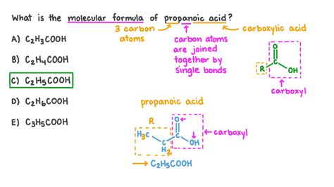 Question Video Determining The Molecular Formula Of Propanoic Acid Nagwa