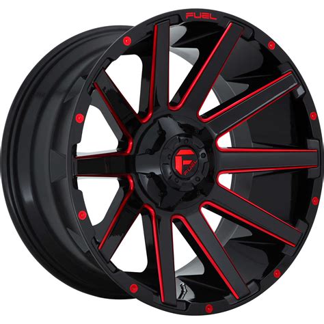 Fuel Contra Gloss Black With Milled Spoke Edges With A Candy Red Tint