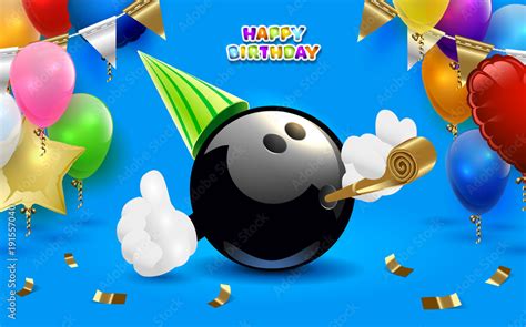 Bowling Happy Birthday Party Vector Clip Art Illustration Stock Vector Adobe Stock