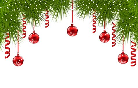 Christmas Pine Decor With Red Ornaments Png Clip Art Image Gallery