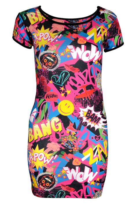 Girls Comic Graffiti Print Dress 7 13 Clothing