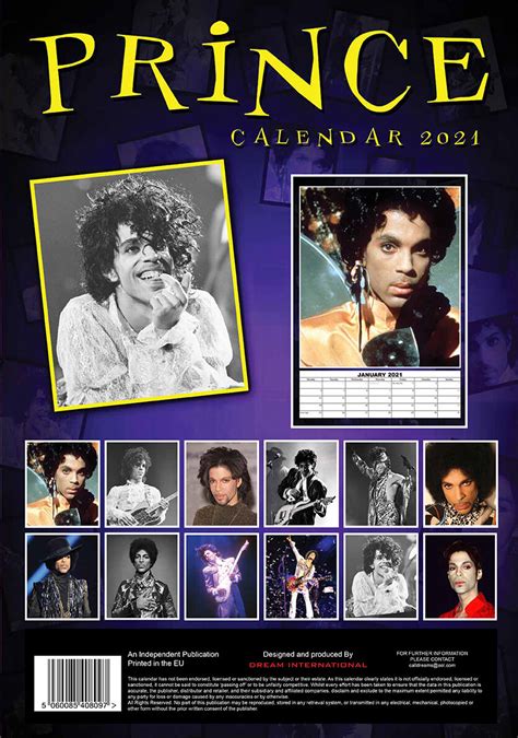 Prince Wall Calendars 2021 Large Selection