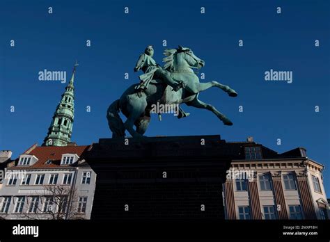 Equestrian Statue Of Bishop Absalon Founder Of Copenhagen With Spire