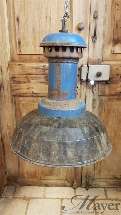Large Blue Industrial Light Mayer Antiques Collectibles