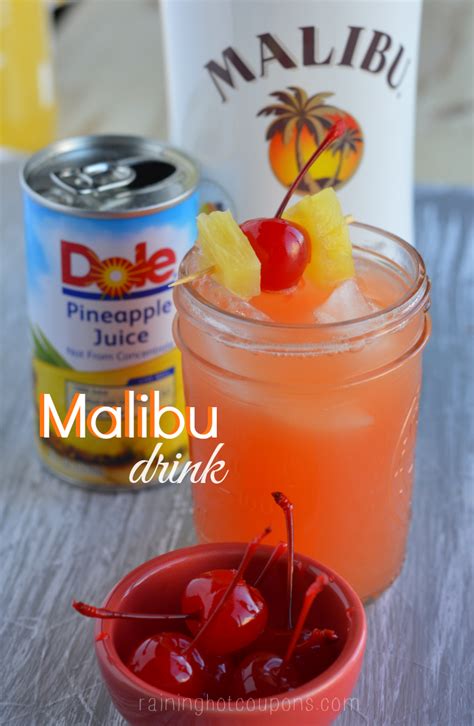 The potency of the alcohol bucket will depend on the brand of vodka and rum you have on. Malibu Drink.png
