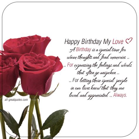 Write meaningful birthday wishes online, create beautiful birthday greeting cards for your friends, family or lovers. Happy Birthday My Love | Romantic Cards For Facebook