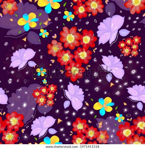 Seamless Cute Floral Pattern Background Flower Stock Illustration