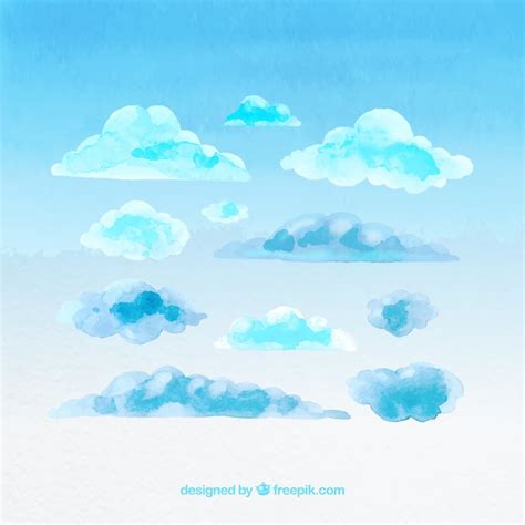 Blue Watercolor Clouds Vector Free Download