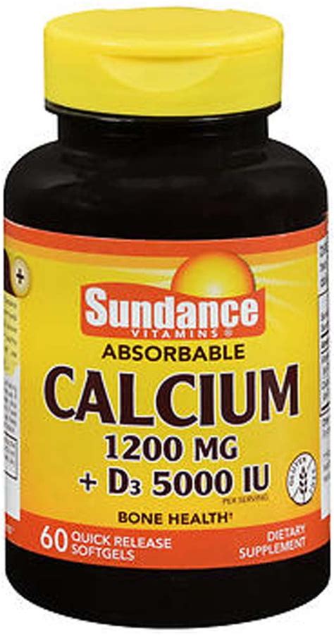 Sundance Vitamins Absorbable Calcium 1200 Mg Plus D3 5000 Iu 60
