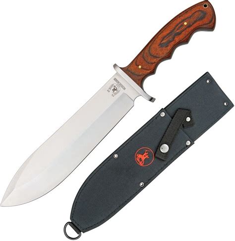 Rough Ryder Bowie Fixed Knife 85 Stainless Steel Blade Brown Wood