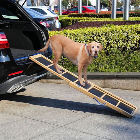 Kinbor 55ft Folding Portable Wooden Pet Ramp Inclined Ladder For Dog