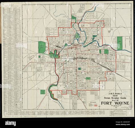 Jme Riedels New Street Number Guide Map Of Fort Wayne Railroads