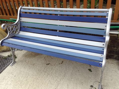 And no matter how big or small your you can build your own sturdy, custom outdoor bench with this bench bracket set, even if you aren't a professional carpenter. My finished bench :-) | Park bench ideas, Painted outdoor ...