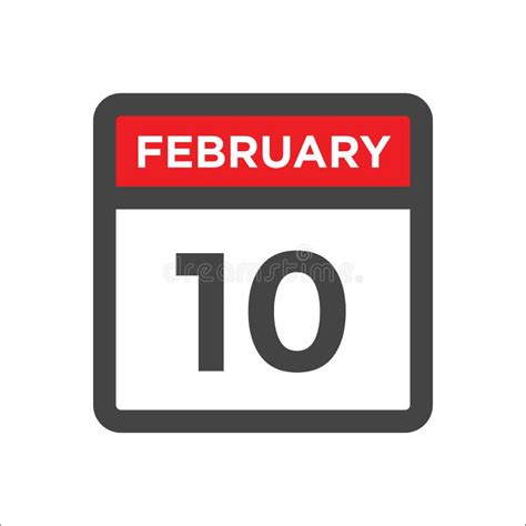 February 10th Day 10 Of Monthsimple Calendar Icon On White Background
