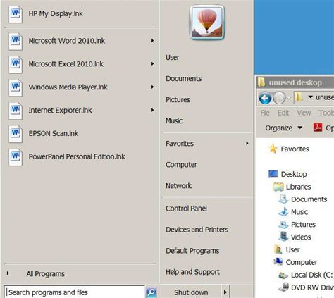 Windows Seven Desktop Icons And Programs Are All Links